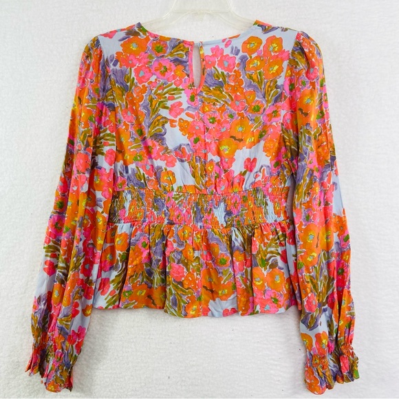 MITTOSHOP NWT Floral Print Long Sleeve Peplum Top. Size Medium - Picture 11 of 11